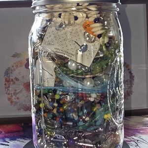 Colorful Beaded Necklace Jar